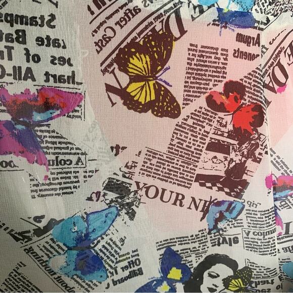 Live 4 Truth Sheer Butterfly and Newspaper Print Coverup Multicolor - Picture 6 of 7